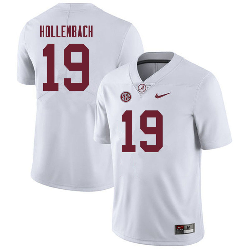 Alabama Crimson Tide Men's Stone Hollenbach #19 White NCAA Nike Authentic Stitched 2019 College Football Jersey LO16H61WP